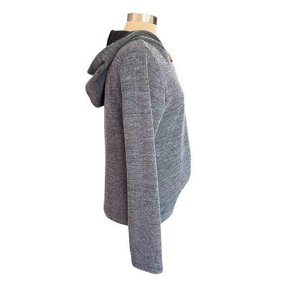 Hem & Thread Marled Gray Rib Knit Hooded Pullover Top Twist Front LARGE Cozy - Picture 3 of 6